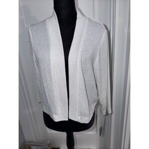 Perceptions Glitter Womens 3/4 Sleeve‎ Shrug - White Sid Extra Large XL V28086J
